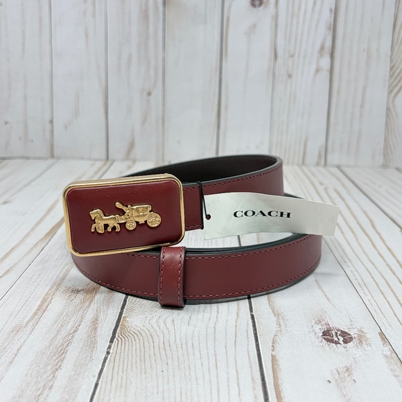 COACH Grace Plaque Buckle Belt - XL - Wine Oxblood - New with cosmetic defect